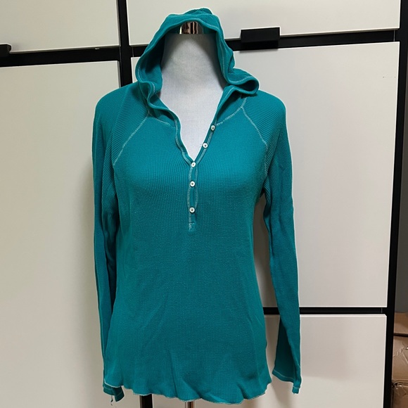 Old Navy Tops - Old Navy Teal henley waffle style Hoodie